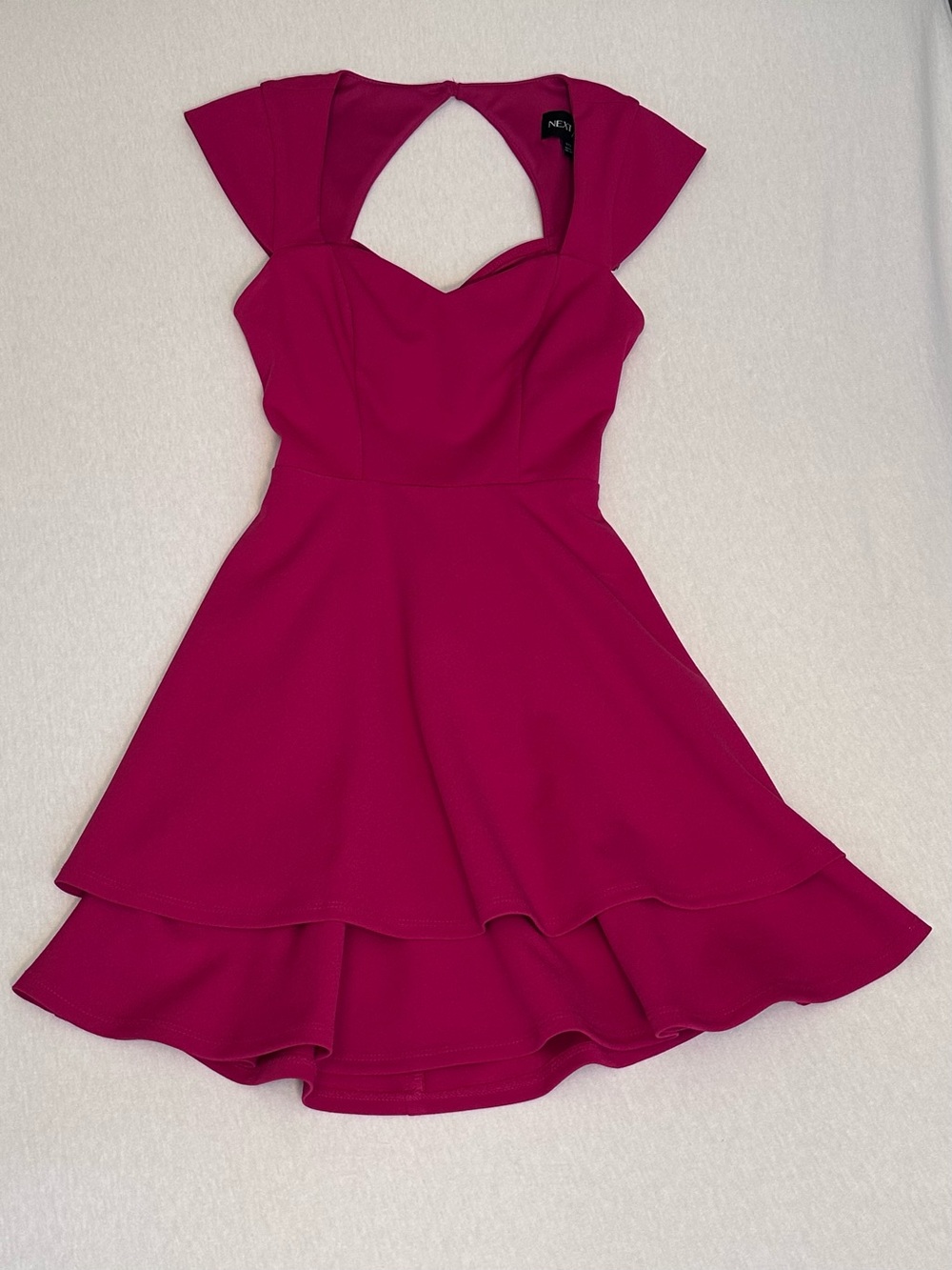 Next/up Fuchsia Fit-and-Flare Dress with Keyhole Back size 1/2 NWT